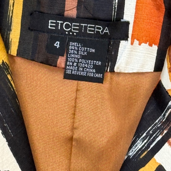 Etcetera Colorful print midi jacket,  sz 4, Like New, side pockets - Picture 2 of 6